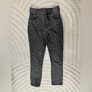 Pilcro Black and Silver Gem Stud Skinny Jeans